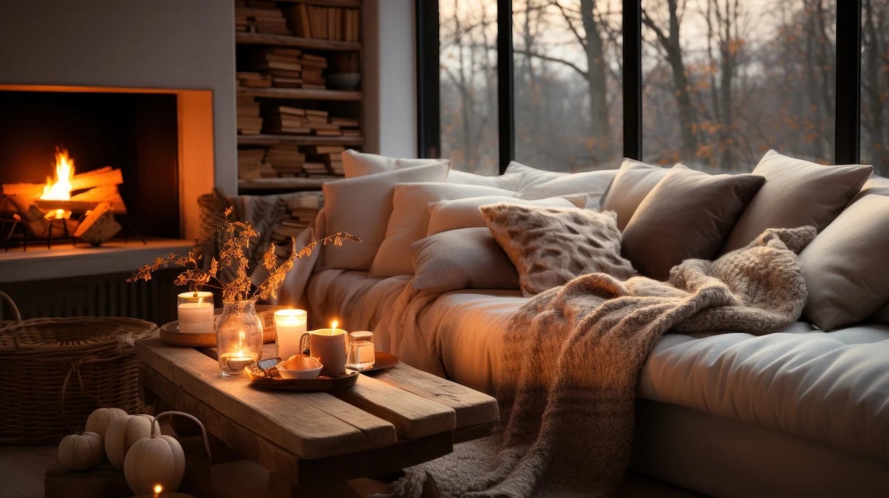 Cozy fireplace background